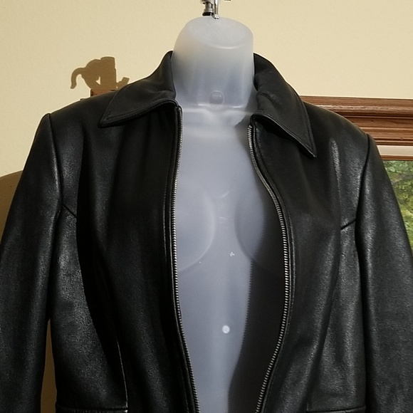 Express black 100% leather jacket B72 - Picture 3 of 8
